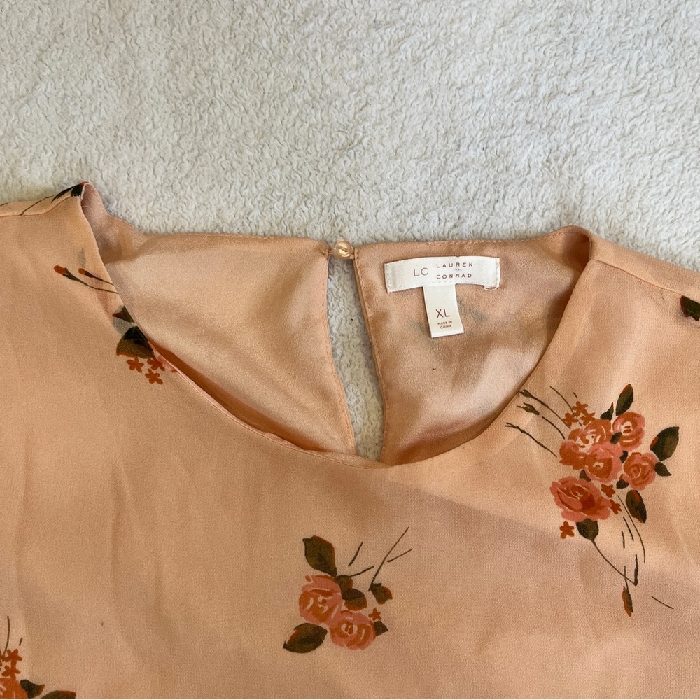 SOLD✖️LC Lauren Conrad Floral Chiffon Shirt Ruffles Spring Size XL - Picture 5 of 11